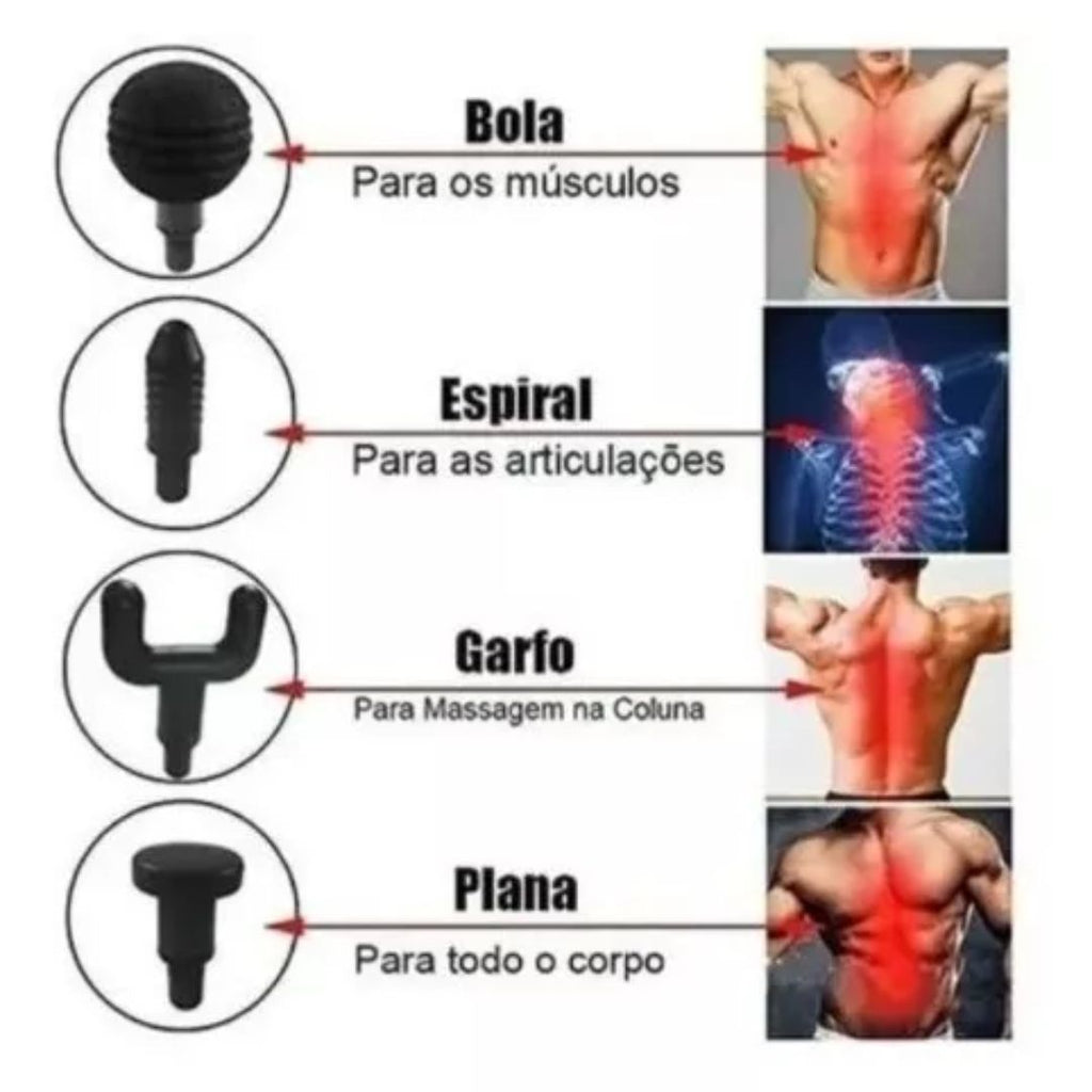 Pistola De Massagem Corporal Multifuncional 4 Em 1 Para Dores Musculares