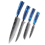 Conj 4 Facas Chef Punho Em Resina Acabamento Premium Inoxidável