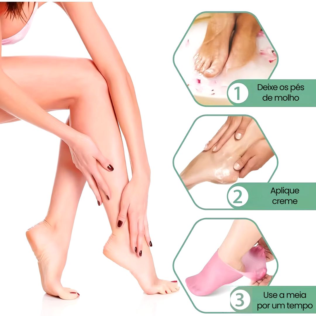 Meias de Silicone Para Hidratação Para Pés Rachados e Ressecados, Tamanho Único Do 33 Ao 40