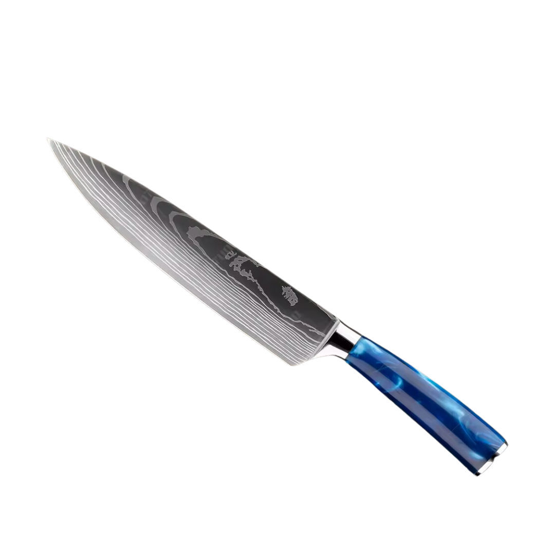 Conj 4 Facas Chef Punho Em Resina Acabamento Premium Inoxidável