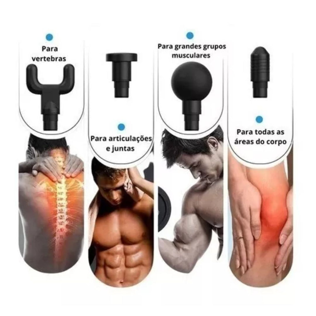 Pistola De Massagem Corporal Multifuncional 4 Em 1 Para Dores Musculares