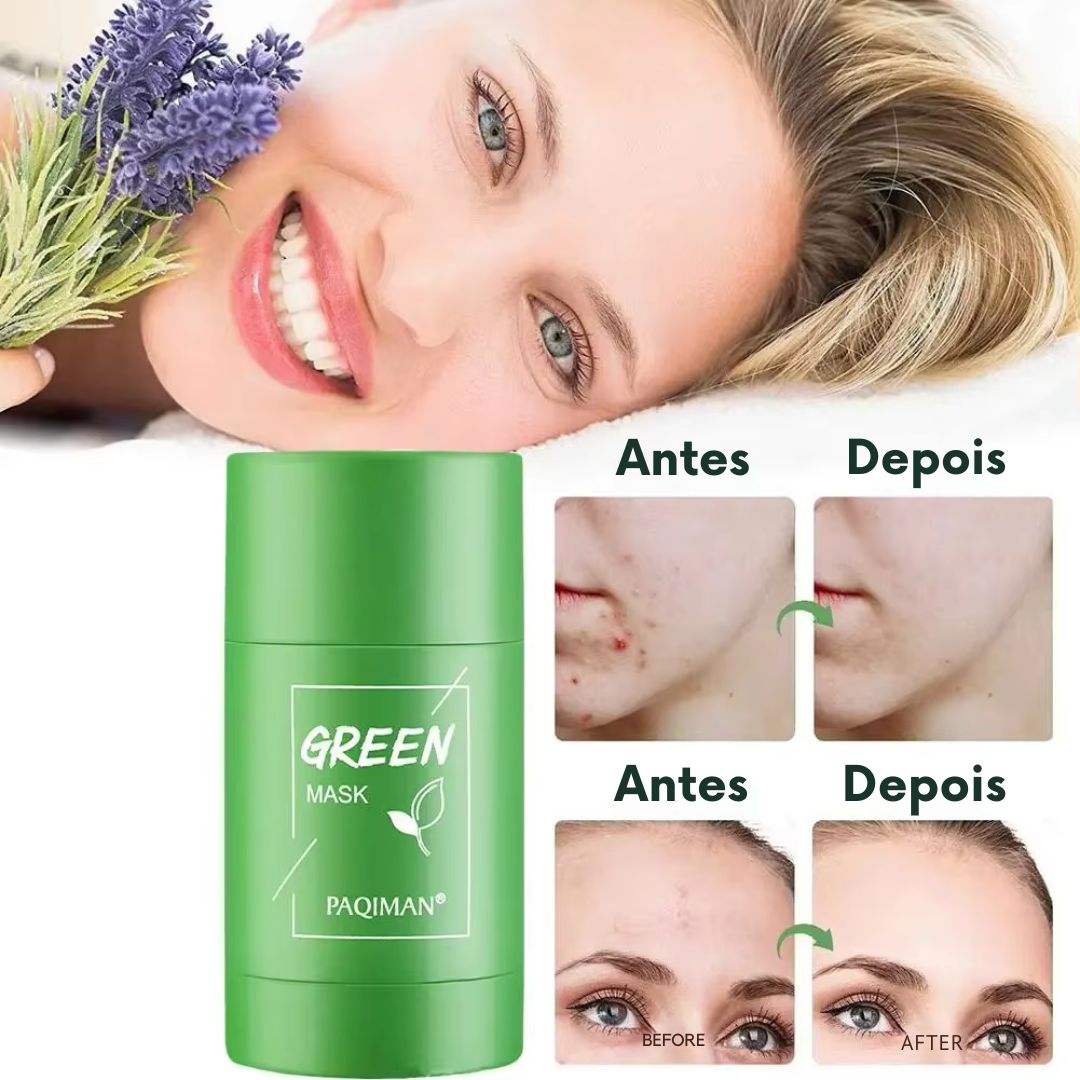 Máscara Chá Verde Anti-Acne e Removedor De Cravos - Limpeza Profunda e Reduz Oleosidade Facial Green Mask