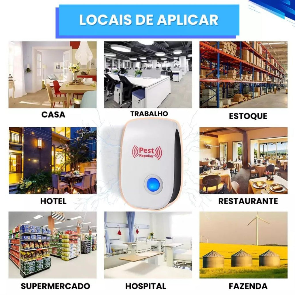 Pest Reject™ Repelente Eletrônico Ultrassônico Anti-Pragas