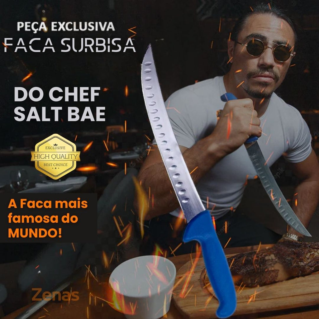 Faca Surbisa Churrasco De Chefe - Inox Salt Bae Chef (EXCLUSIVIDADE)