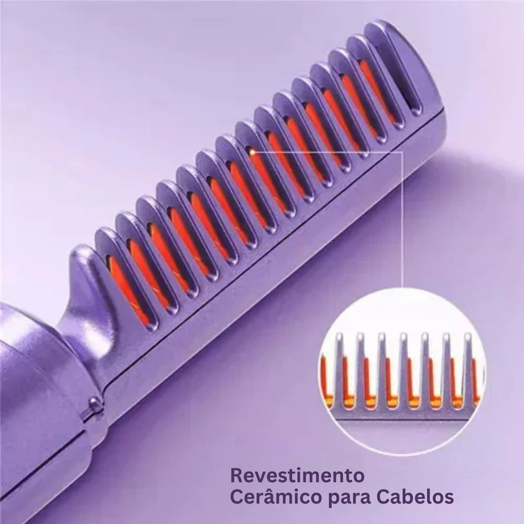 Pente Alisador e Modelador Antifrizz De Bolsa Recarregável Com Aquecimento Rápido