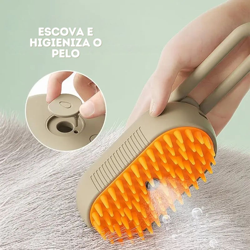 Escova Brush Pet A Vapor 3 Em 1 Removedora De Pelos e Limpeza Eficaz