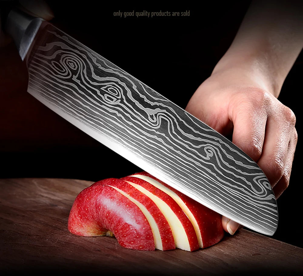 Conj 5 Facas Chef Punho Em Resina Acabamento Premium Inoxidável
