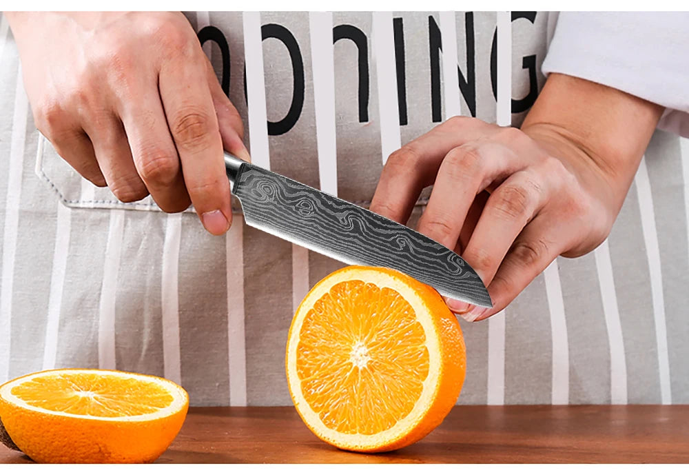Conj 5 Facas Chef Punho Em Resina Acabamento Premium Inoxidável