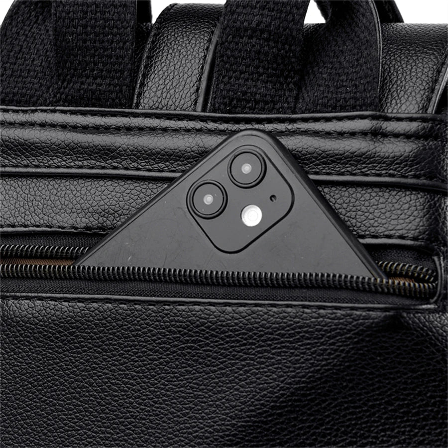 Mochila de Couro Casual Vintage