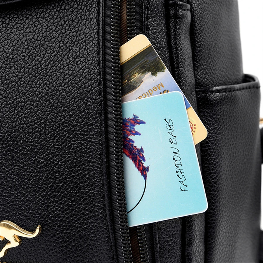 Mochila de Couro Casual Vintage