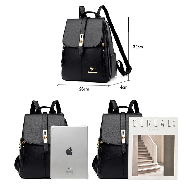 Mochila de Couro Casual Vintage