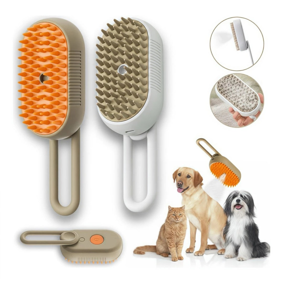 Escova Brush Pet A Vapor 3 Em 1 Removedora De Pelos e Limpeza Eficaz